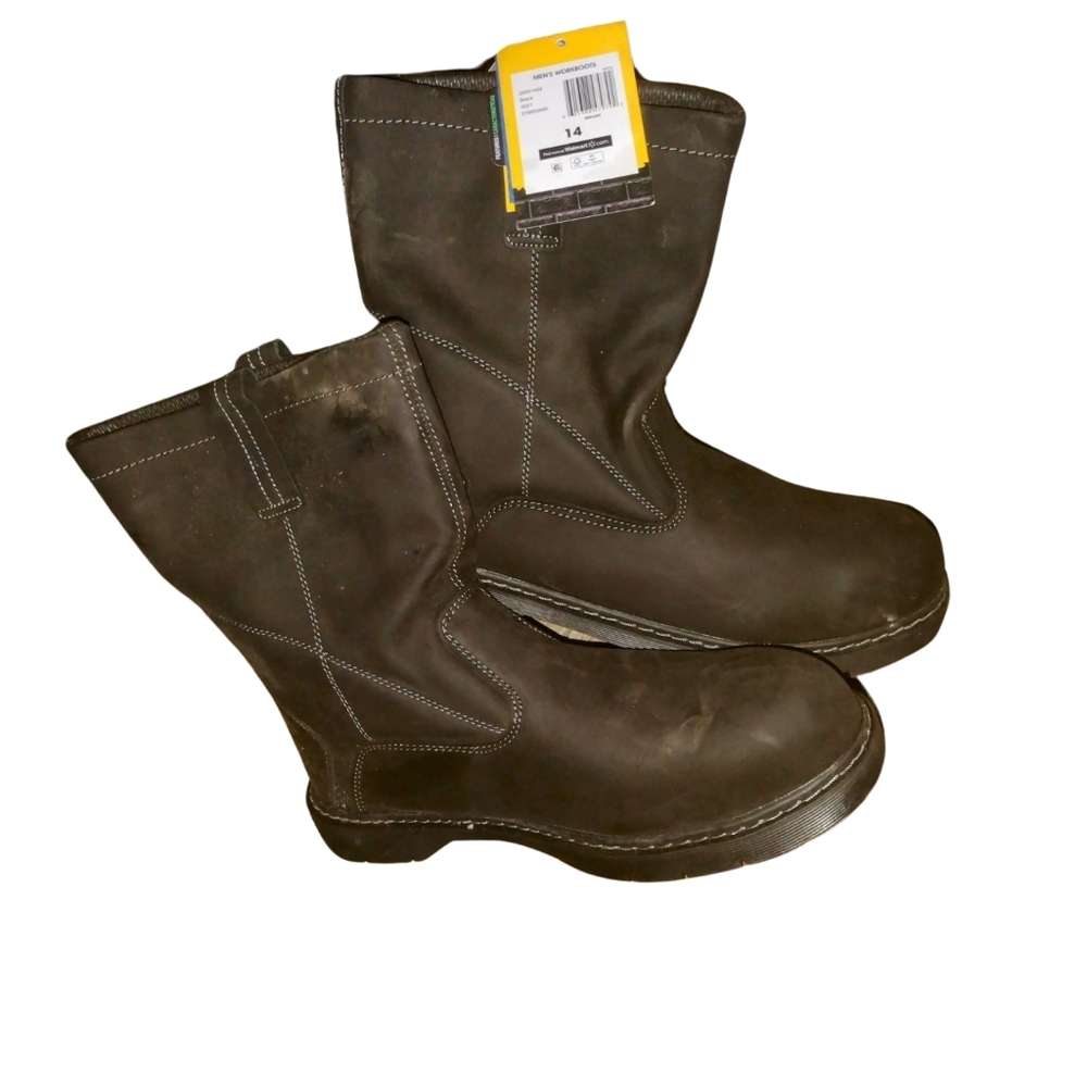Black suede steel toe boots size 14 mens​